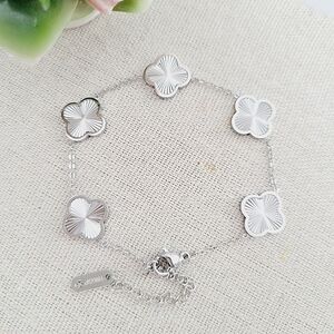 Cute Clover Motif Steel 18k Plated Bracelet